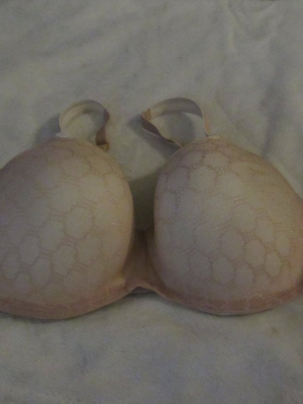 Soma Support Geo Lace Balconette Beige Bra Size 38DD USED
